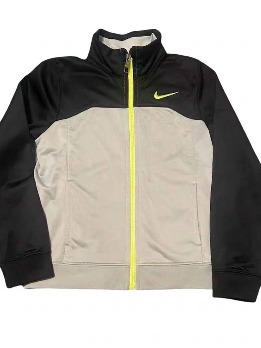 Nike Boys Black & Gray Jacket with Neon Yellow Zip